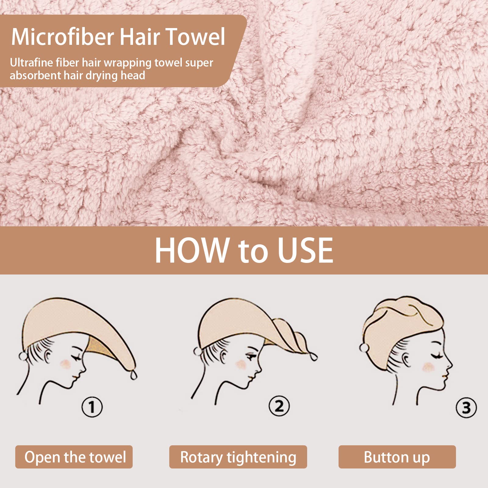 CZZXI 3 PCS Microfiber Hair Towel, Hair Wraps for Women Wet Hair, Fast Drying Hair Turban, Anti Frizz Head Towels Wrap for Curly Hair (Grey, Pink, Blue) 🍁 All In One Marketplace Canada