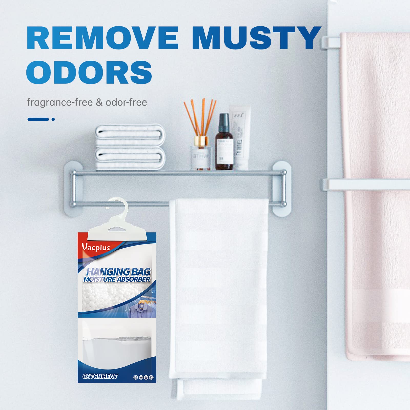 Vacplus Moisture Absorbers Packets, Fragrance Free 10 Pack, Humidity Packs, Dessicant Packets, Hanging Closet Dehumidifier Bags, Dehumidifier for Bathroom, Blue, 30.0 x 16.0 cm 🍁 All In One Marketplace Canada
