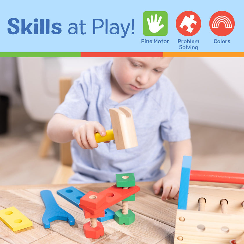 Melissa & Doug Take-Along Tool Kit Wooden Construction Toy (24 pcs) Toy Tools, Wooden Tool Set for Toddlers and Kids Ages 3+ 🍁 All In One Marketplace Canada