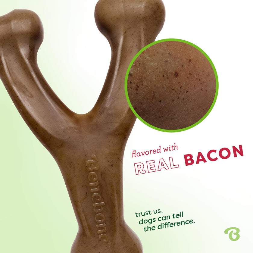 Benebone Wishbone Durable Dog Chew Toy for Aggressive Chewers, Real Bacon, Made in USA, Medium 🍁 All In One Marketplace Canada