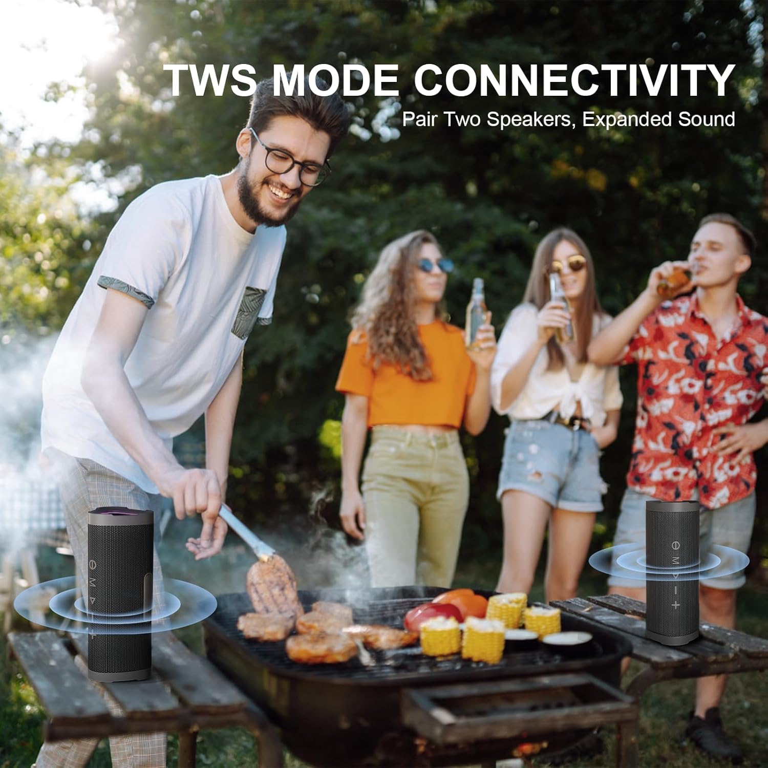 Bluetooth Speaker,Vanzon V40 Portable Wireless Bluetooth Speaker with IPX7 Waterproof, 24W HiFi Stereo Sound,24H Playtime, LED Lights and TWS Dual Pairing, Suitable for Home Outdoors Travel,Great Gift 🍁 All In One Marketplace Canada
