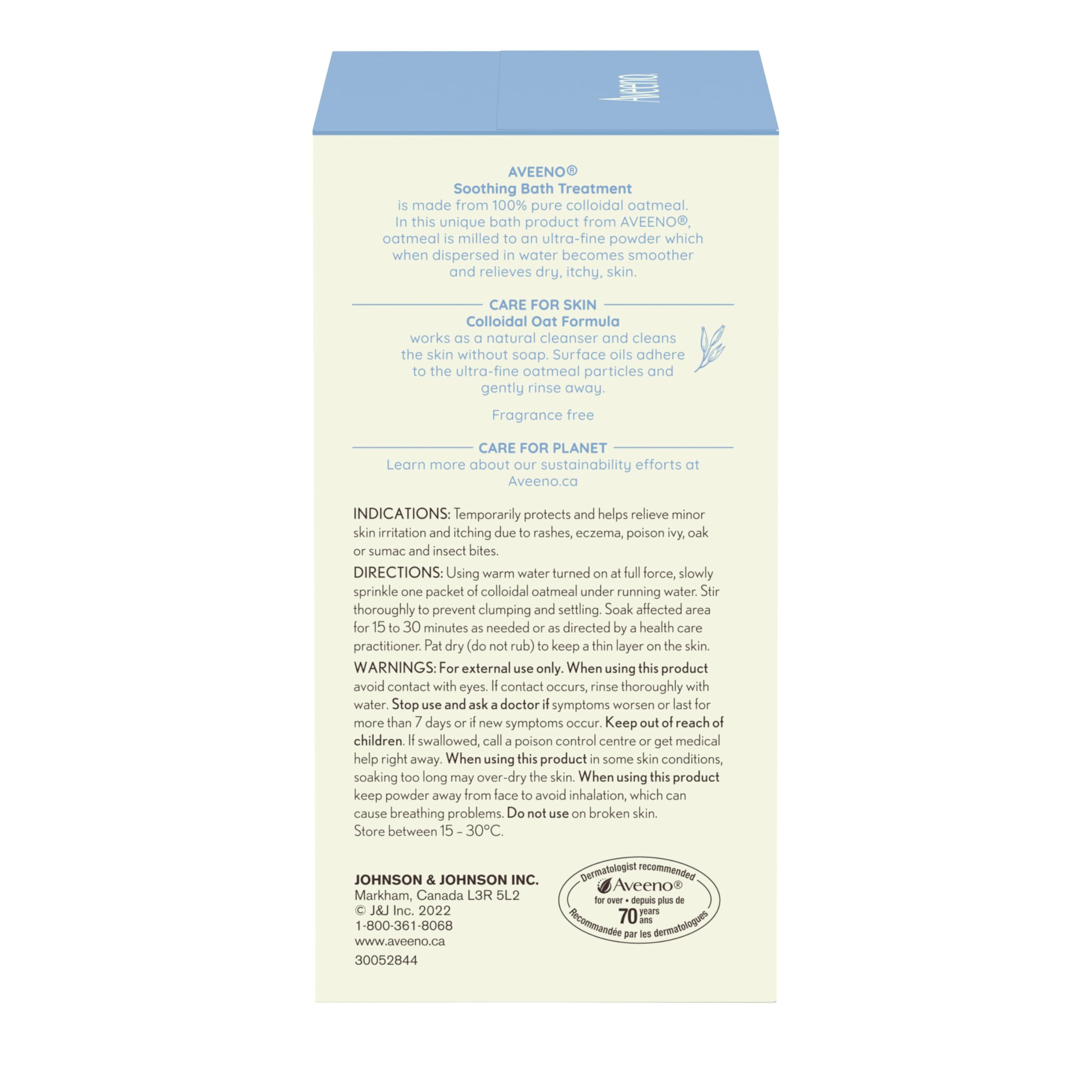 Aveeno Soothing Bath Treatment, Eczema, Dry Skin Relief, Colloidal Oatmeal Bath, Cleanser, Fragrance Free, 8-pack, 42 gram 🍁 All In One Marketplace Canada