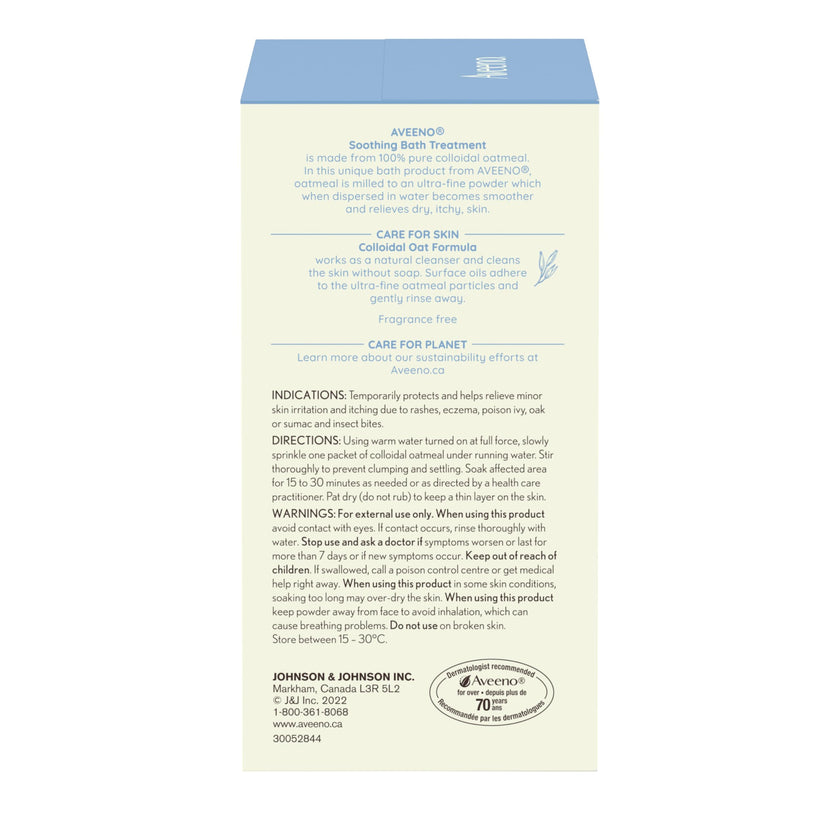 Aveeno Soothing Bath Treatment, Eczema, Dry Skin Relief, Colloidal Oatmeal Bath, Cleanser, Fragrance Free, 8-pack, 42 gram 🍁 All In One Marketplace Canada
