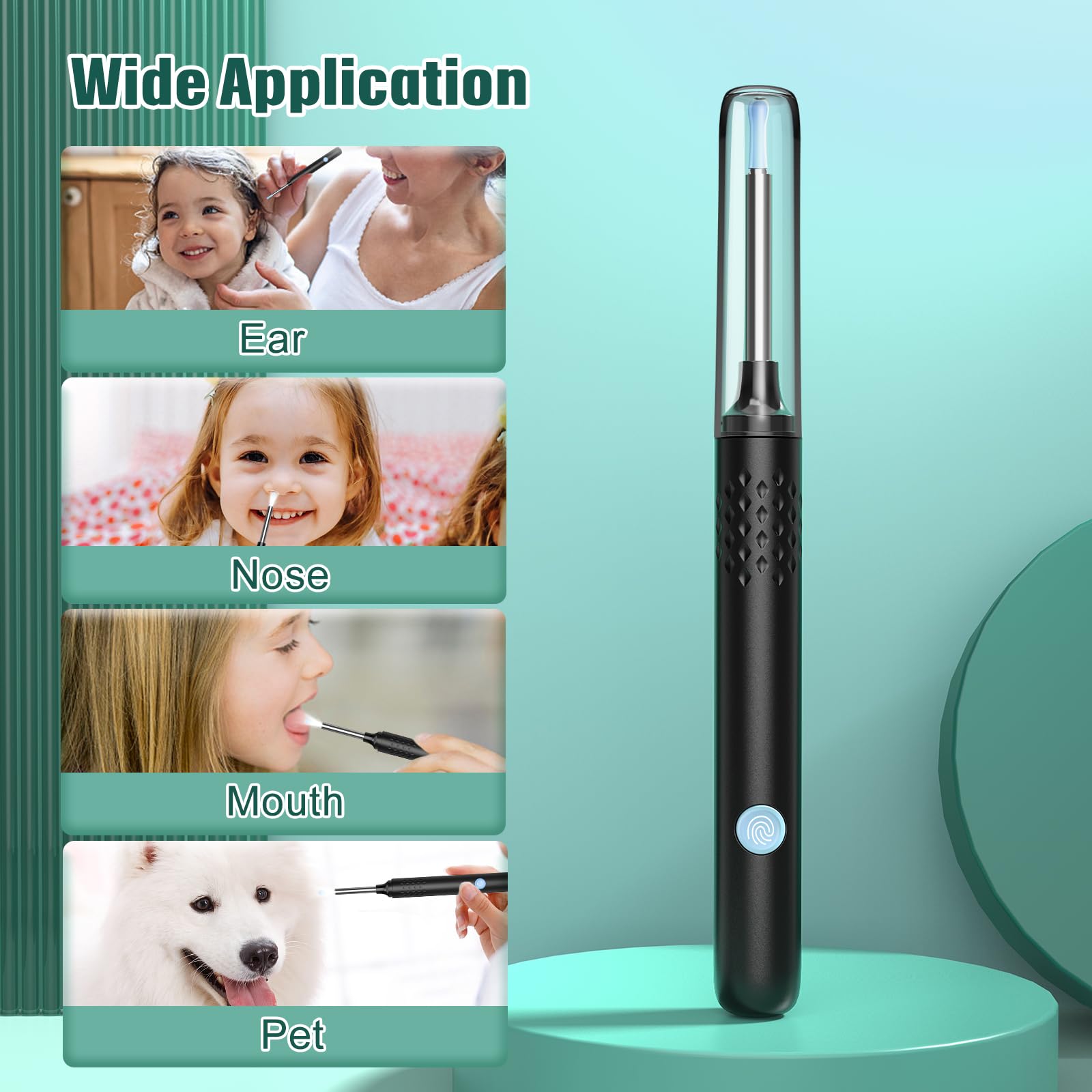LMECHN Ear Wax Removal, Ear Cleaner with 7 Pcs Ear Set, Ear Wax Removal Tool Camera with 1080P Ear Otoscope & 6 LED Lights, Wireless Ear Pick for Ear Cleaning with 6 Ear Spoons Black 🍁 All In One Marketplace Canada