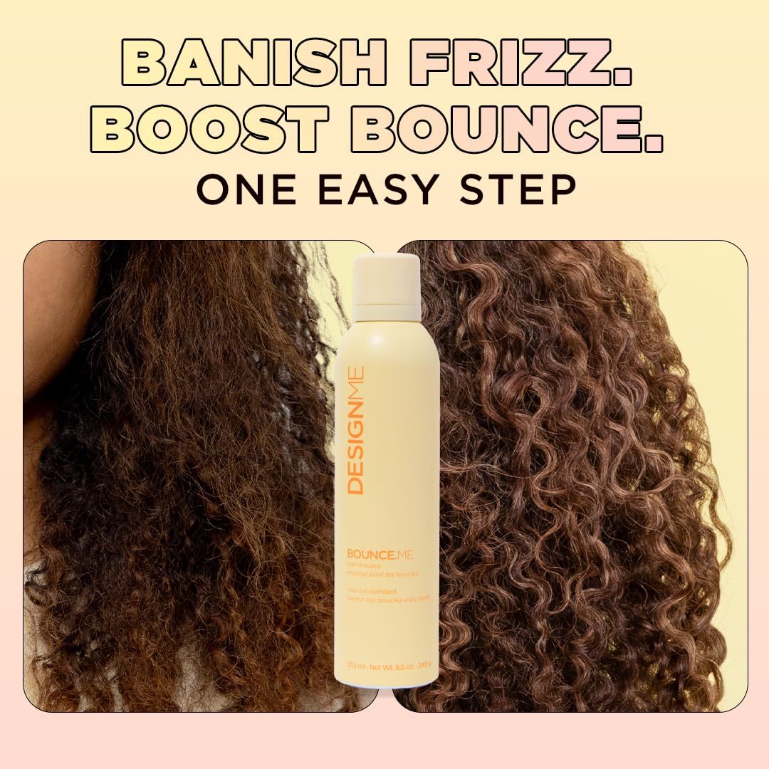 Design.Me BOUNCE.ME Curl Mousse | Lightweight Curl Defining for Wavy & Curly Hair | Frizz Control, Humidity Resistant, Alcohol-Free Mousse for Hair Styling | CGM Approved 🍁 All In One Marketplace Canada