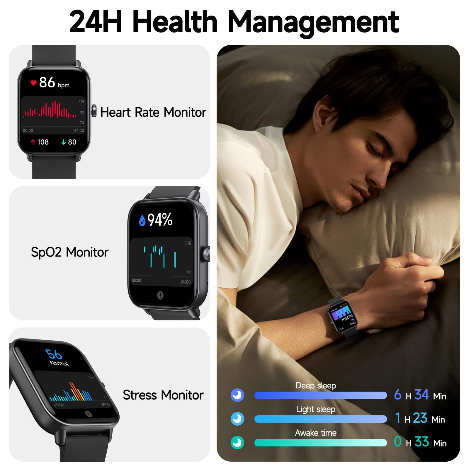 Smart Watch for Men Women (Answer/Make Call), Alexa Smartwatch Compatible with Android iOS, Fitness Tracker with Heart Rate SpO2 Sleep Monitor, 1.8'' HD DIY Dial Waterproof Watch with Bluetooth Call 🍁 All In One Marketplace Canada