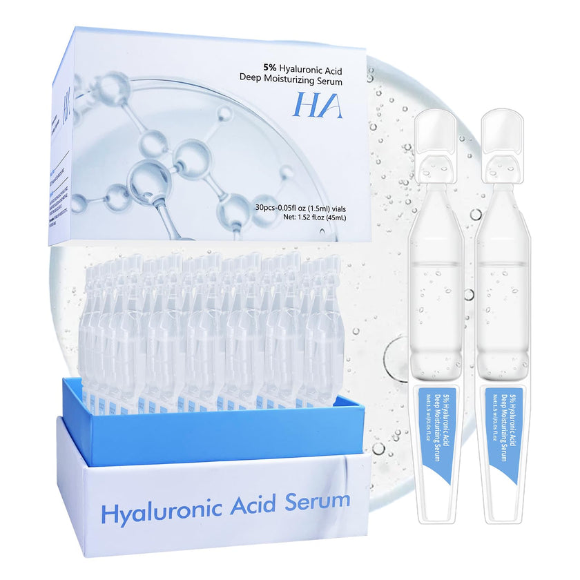 5% Hyaluronic Acid Serum Ultra Moisturizing & Elastic Skin - Wake Nature Perfection Hyaluronic Acid - Anti-Aging Serum for Face Single-Use Vials Skincare - Repair Sensitive Skin (1.5 ml)*30 🍁 All In One Marketplace Canada
