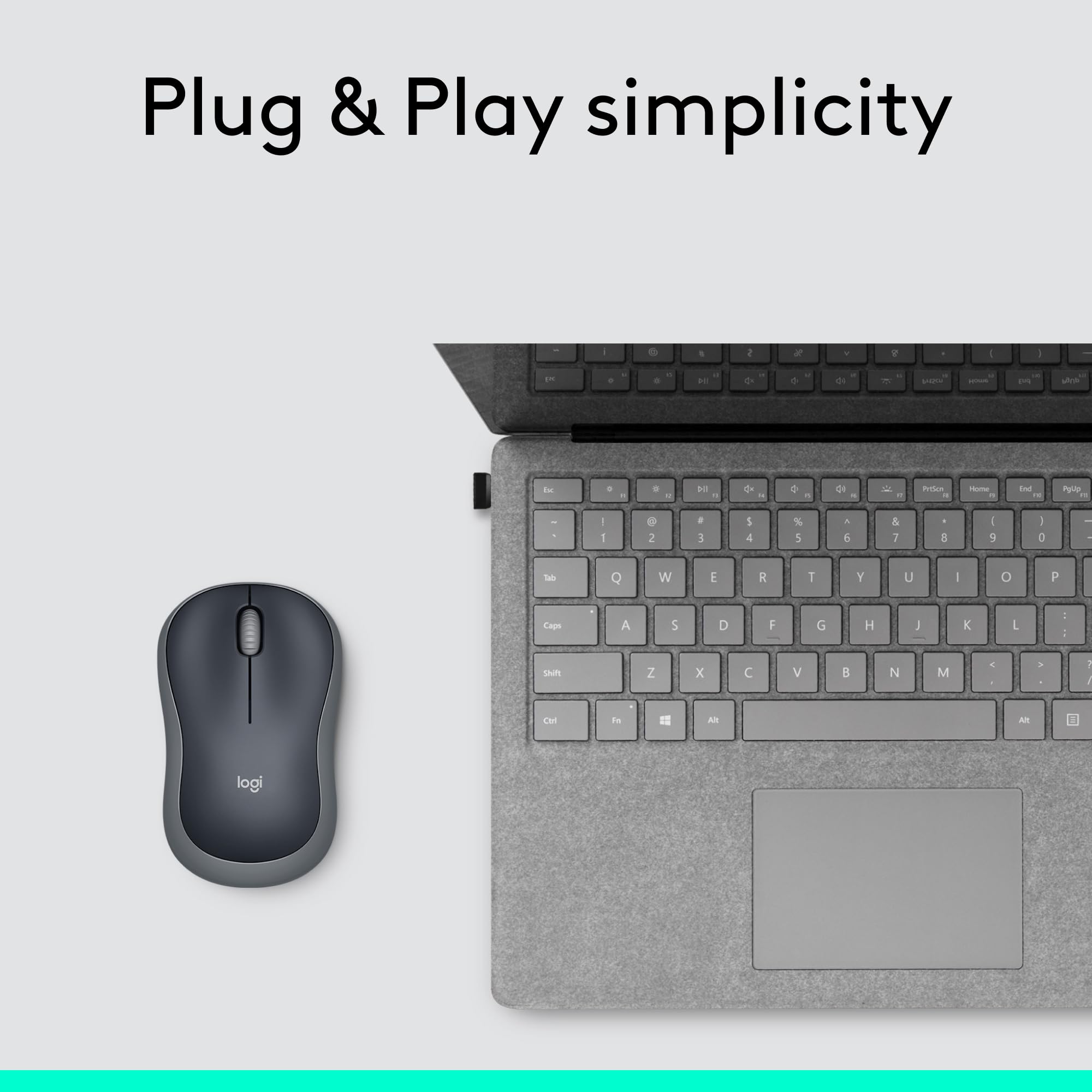 Logitech M185 Wireless Mouse, 2.4GHz with USB Mini Receiver, 12-Month Battery Life, 1000 DPI Optical Tracking, Ambidextrous, Compatible with PC, Mac, Laptop - Swift Grey 🍁 All In One Marketplace Canada