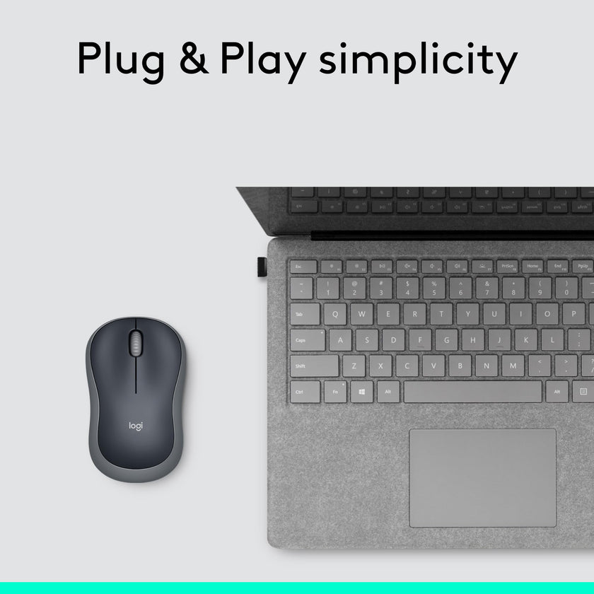 Logitech M185 Wireless Mouse, 2.4GHz with USB Mini Receiver, 12-Month Battery Life, 1000 DPI Optical Tracking, Ambidextrous, Compatible with PC, Mac, Laptop - Swift Grey 🍁 All In One Marketplace Canada