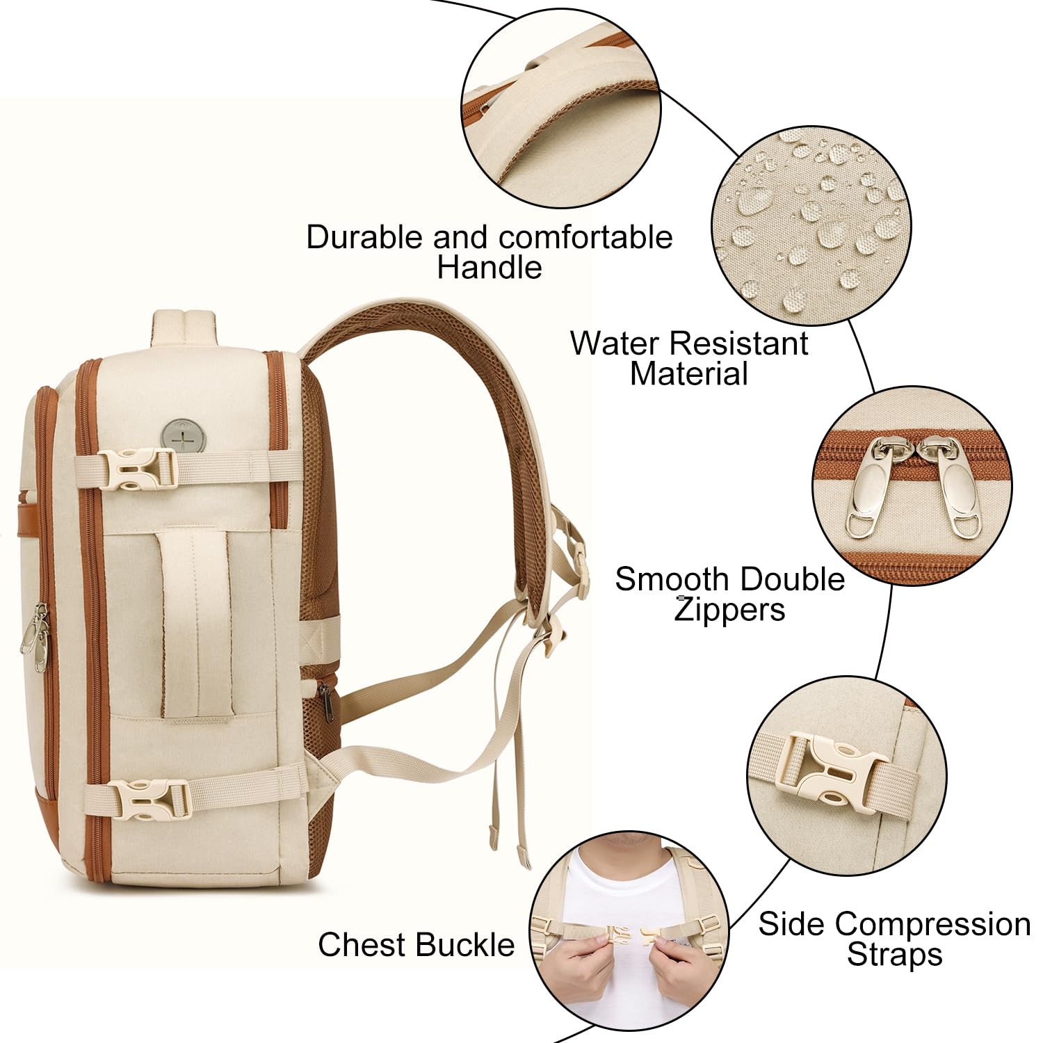 Travel Backpack for Women Flight Approved Carry On Travel Backpack with Shoe Pouch,TSA 15.6inch Laptop Sac à Dos Personal Item Bag for Weekender Overnight Bags Bookbag Travel Essentials,Beige 🍁 All In One Marketplace Canada