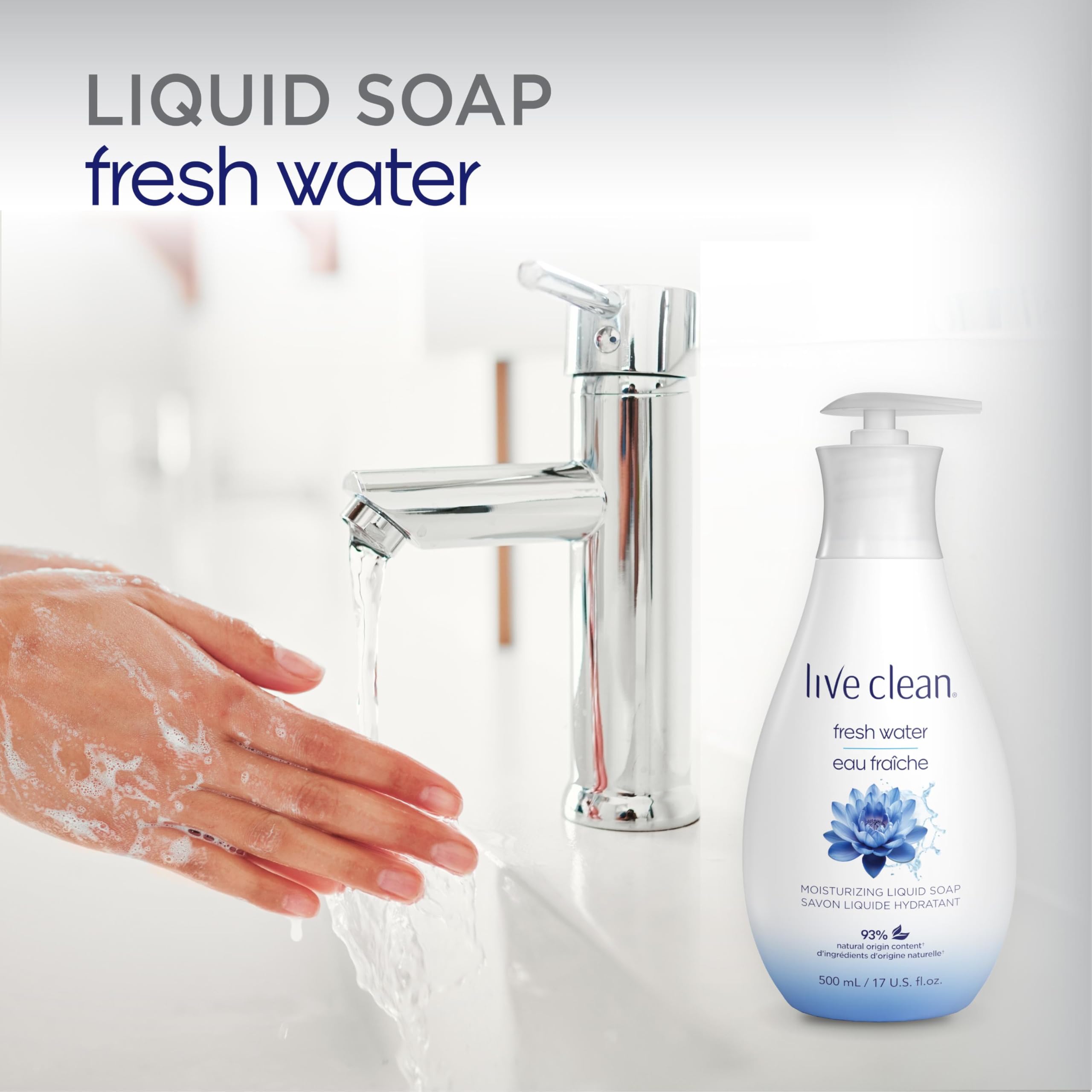 Live Clean Fresh Water Hydrating Liquid Hand Soap, 500 ml (Pack of 4)(Packaging may vary) 🍁 All In One Marketplace Canada