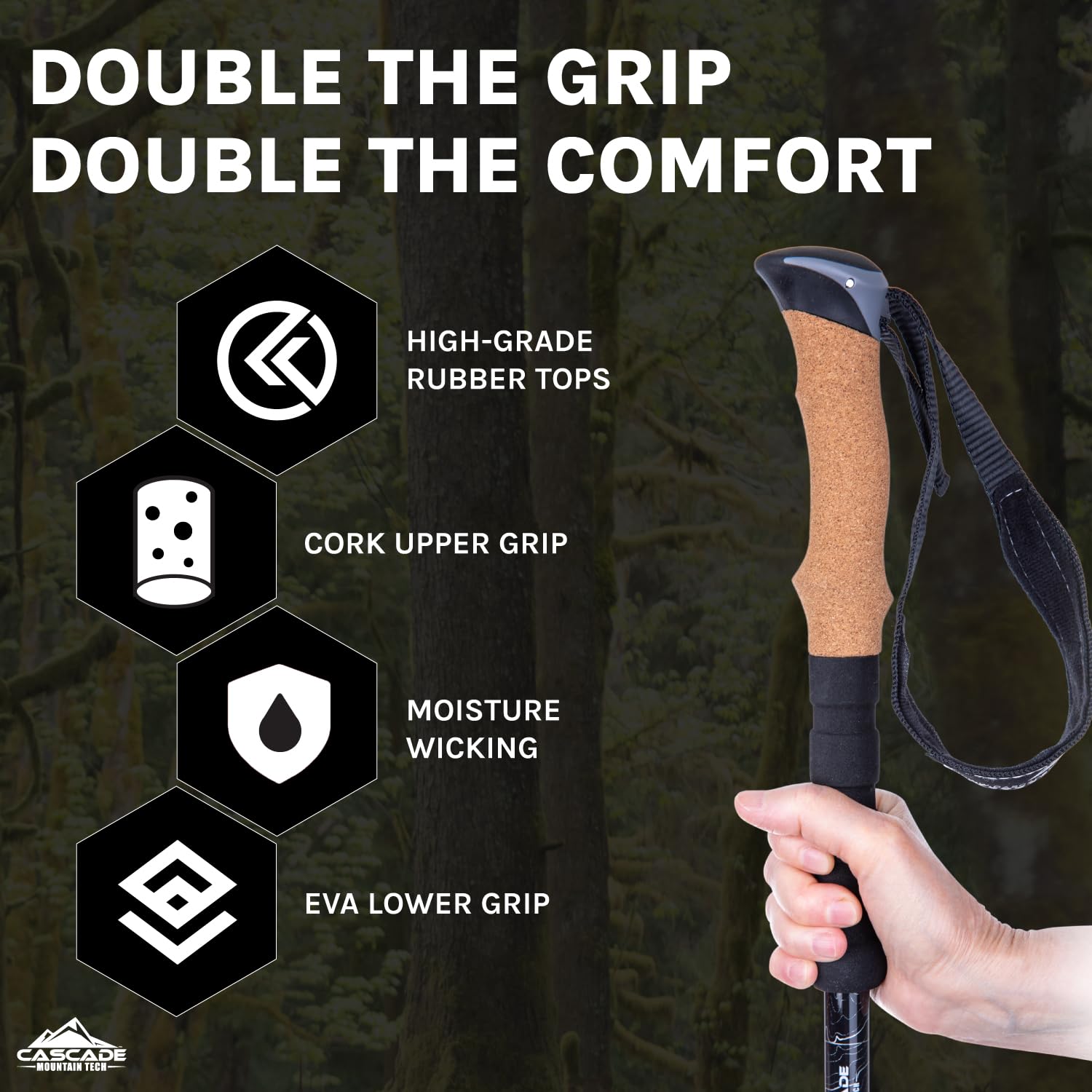 Cascade Mountain Tech Aluminum Adjustable Lightweight Trekking Poles with Cork Grip and Quick Lock for Hiking, Walking and Running in All Terrains 🍁 All In One Marketplace Canada