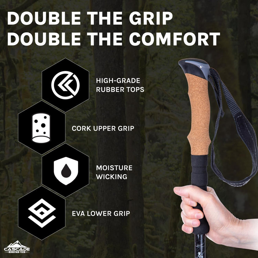 Cascade Mountain Tech Aluminum Adjustable Lightweight Trekking Poles with Cork Grip and Quick Lock for Hiking, Walking and Running in All Terrains 🍁 All In One Marketplace Canada