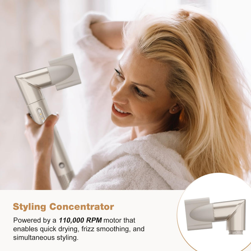 7MAGIC 7 in 1 Hair Styler & Hair Dryer Brush,110,000 RPM High-Speed Negative Ionic Hot Air Styler, 1400W Powerful Blow Dryer Brush & Multi-Style for Straight,Wavy, Curly, and Coily Hair,Champagne Gold 🍁 All In One Marketplace Canada