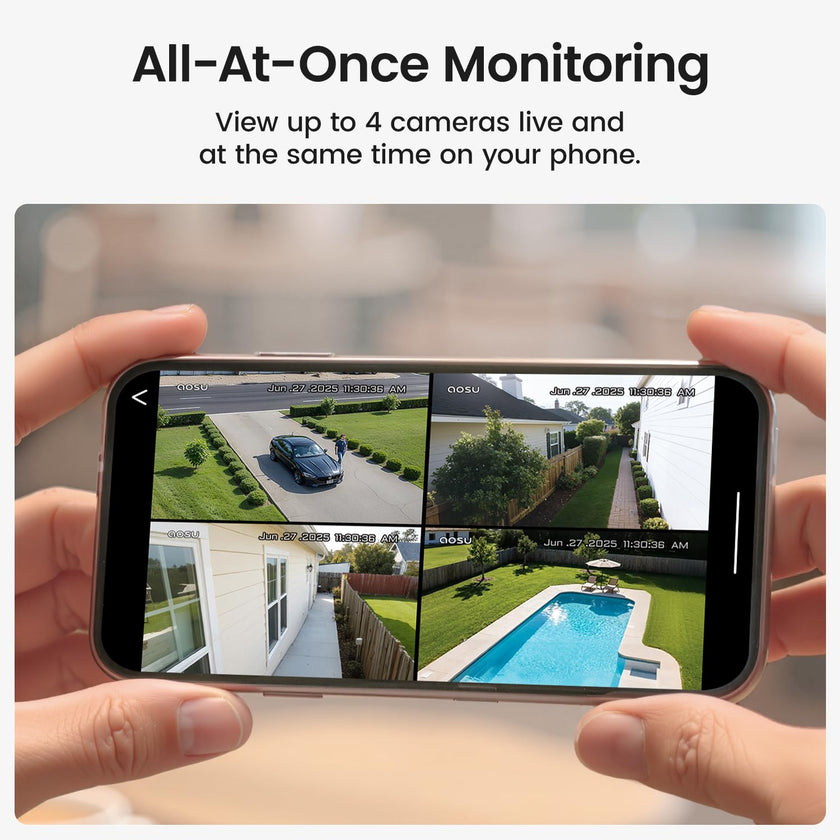 AOSU Security Cameras Outdoor Wireless, 2 Cam-Kit, No Subscription Required, Solar-Powered, Home Security Cameras System with 360° Pan & Tilt, Auto Tracking, 2K Color Night Vision, Easy Setup 🍁 All In One Marketplace Canada