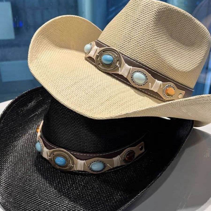 Summer Outdoor Ethnic Style Felt and Straw Cowboy Hat