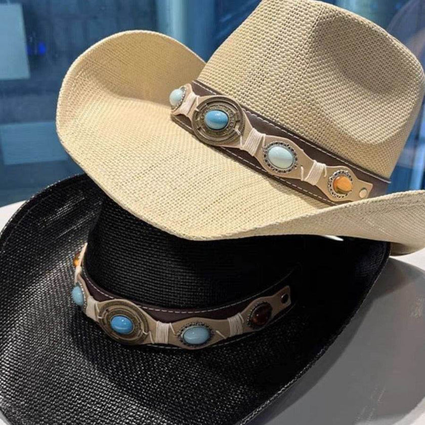 Summer Outdoor Ethnic Style Felt and Straw Cowboy Hat