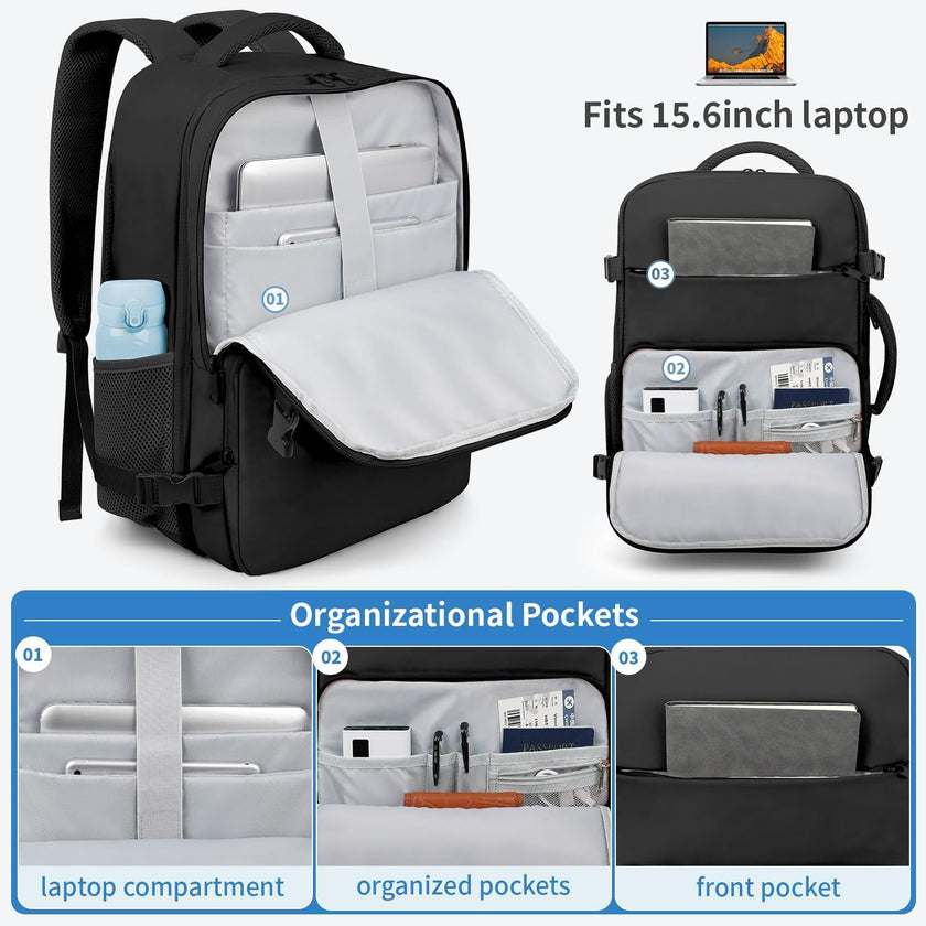 ZOMFELT Travel Backpack for Women Men, TSA 15.6