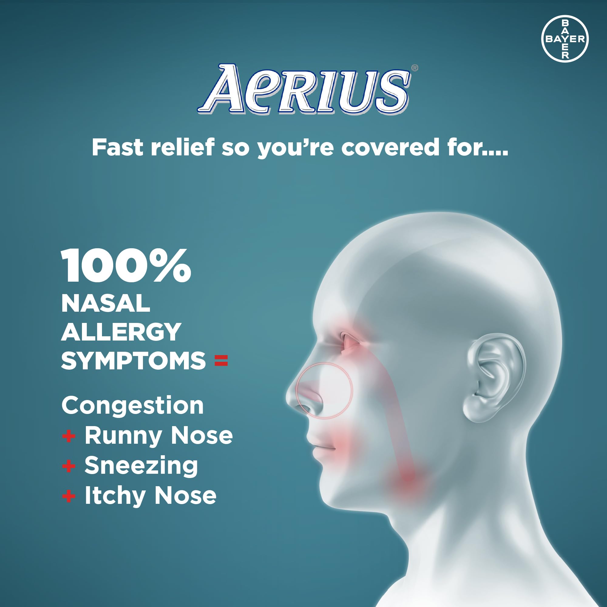 AERIUS Allergy Medicine, Fast Relief, 24-Hour, Non-Drowsy, 15 Symptoms, 70 Tablets 🍁 All In One Marketplace Canada