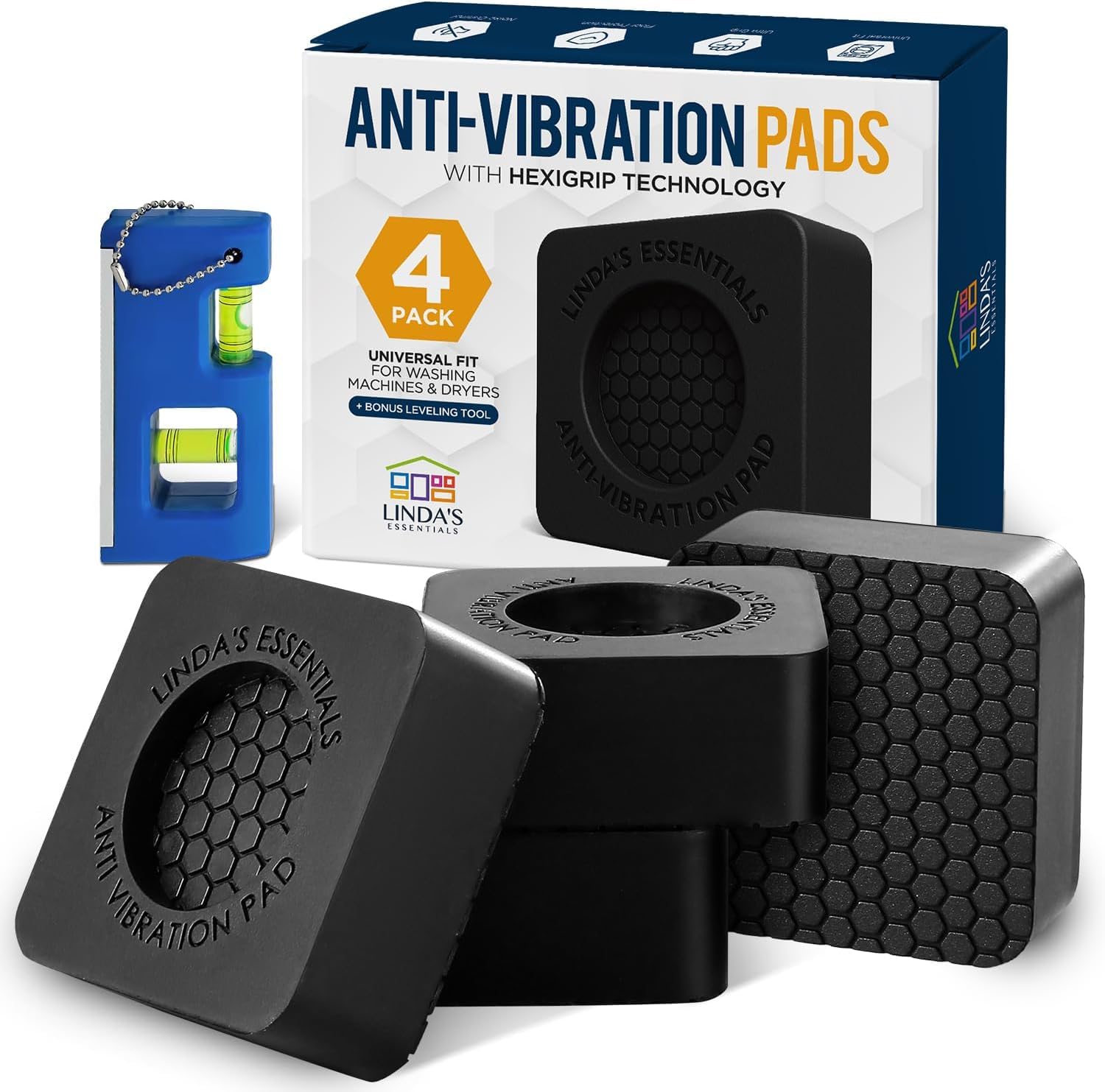 Anti Vibration Pads Washing Machine and Dryer (Set of 4) - Universal Washer Anti Vibration Pads with HexiGrip™ - Washing Machine Accessories & Leveling Pads - Vibration Dampening Mat 🍁 All In One Marketplace Canada