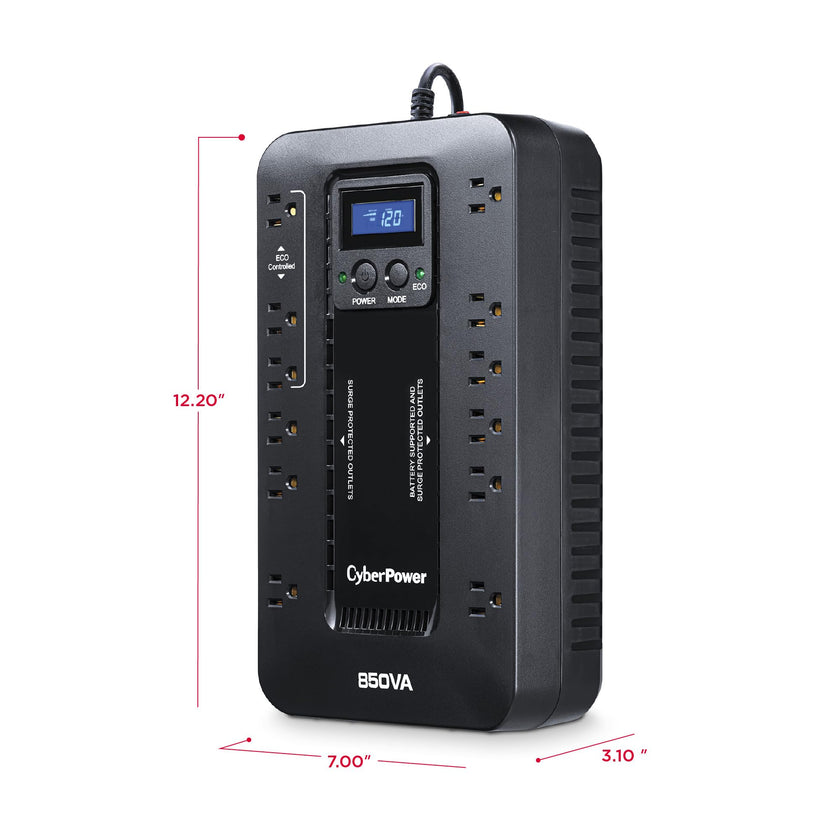 CyberPower EC850LCD Ecologic Battery Backup & Surge Protector UPS System, 850VA/510W, 12 Outlets, ECO Mode, Compact, Uninterruptible Power Supply 🍁 All In One Marketplace Canada