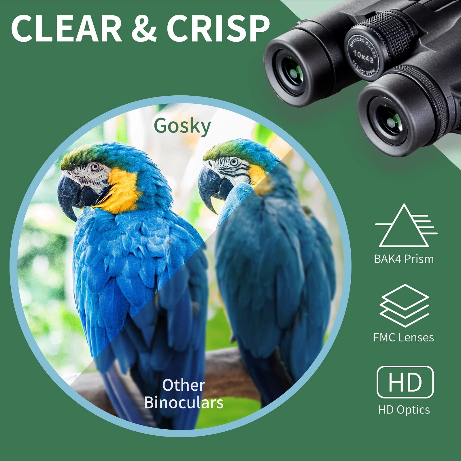 Gosky 10x42 HD Roof Prism Binoculars for Adults with Phone Adapter & Tripod 🍁 All In One Marketplace Canada