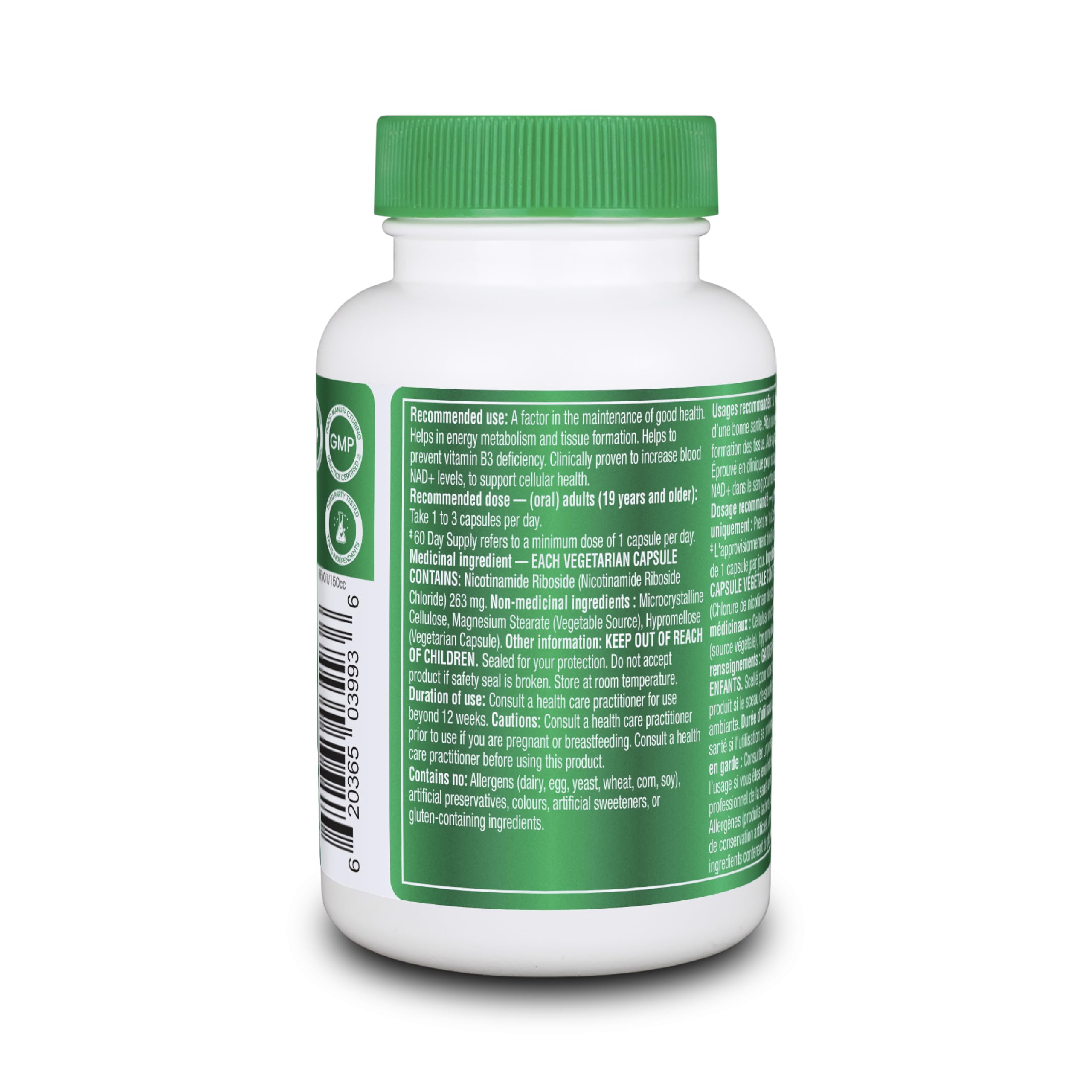Organika Canadian-Made NAD+ Booster - NRC - for Energy Metabolism, Healthy Aging, Vitamin B3, and Cellular Health - 60vcaps, 60 Day Supply 🍁 All In One Marketplace Canada
