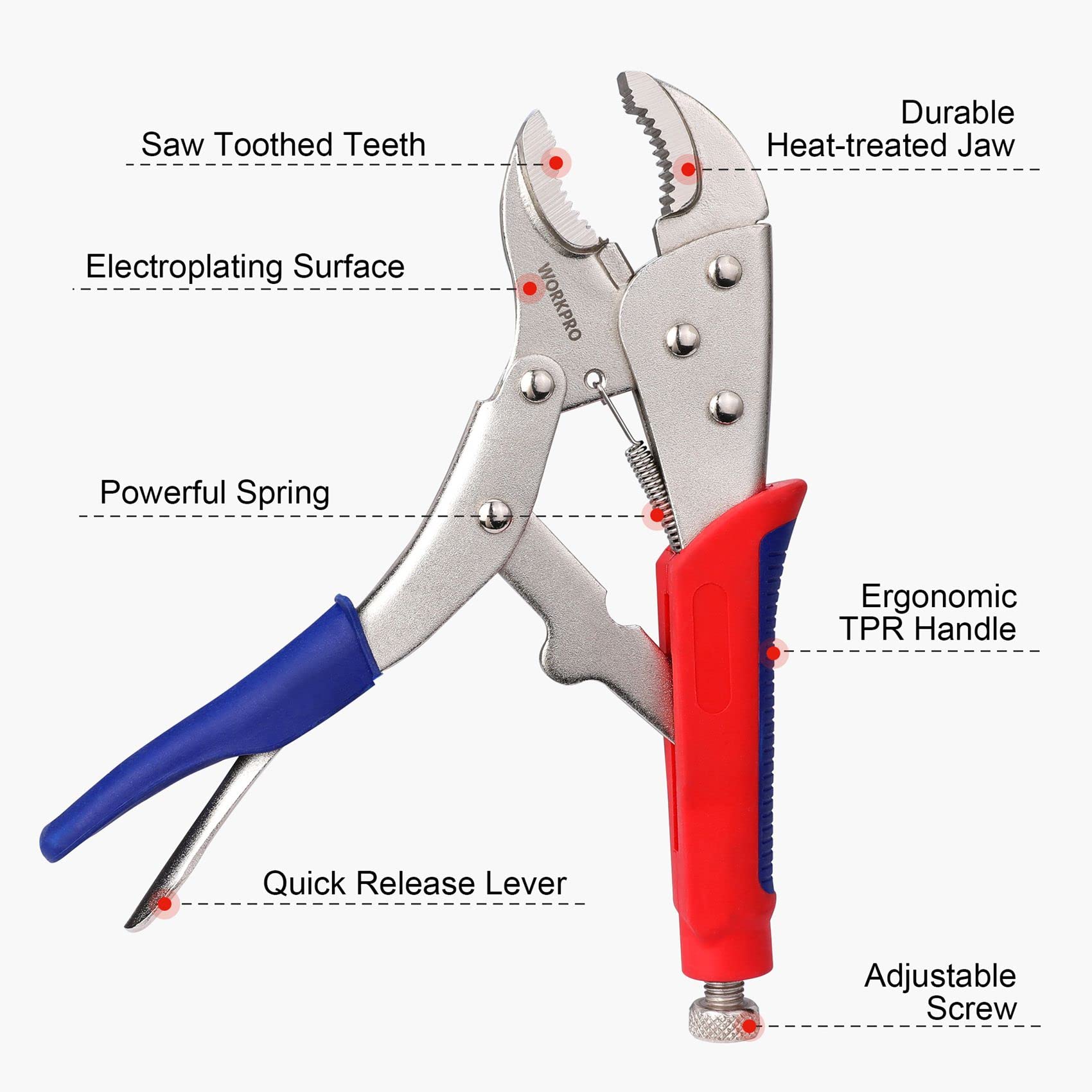 WORKPRO 3-piece Locking Pliers Set, 10-inch Curved Jaw, 7-inch Curved Jaw and 6-1/2-inch Straight Jaw 🍁 All In One Marketplace Canada