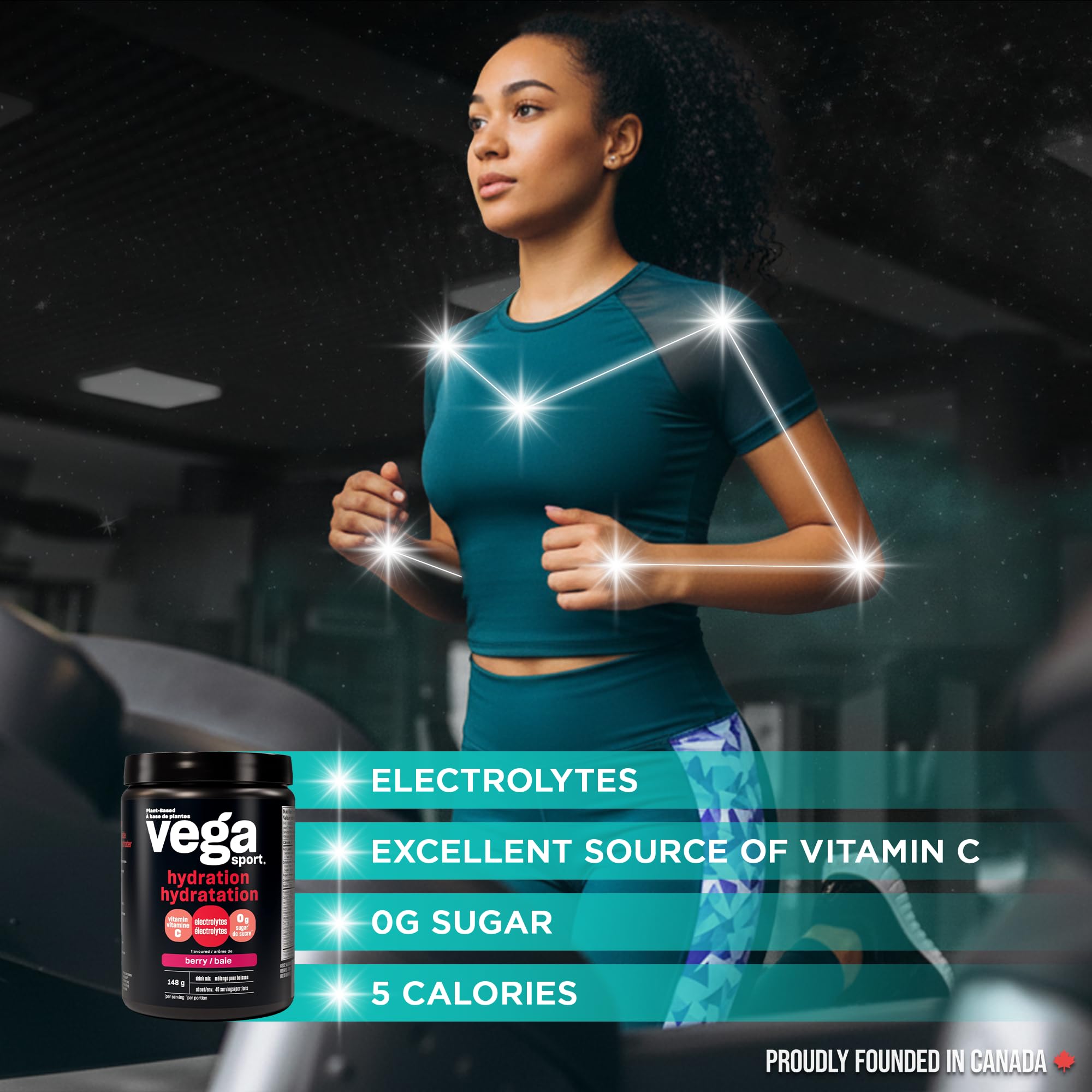Vega Sport Hydration Electrolyte Powder, Plant Based for Fast Post Workout Hydration – Sugar-Free Berry, 40 Servings, 148 grams 🍁 All In One Marketplace Canada