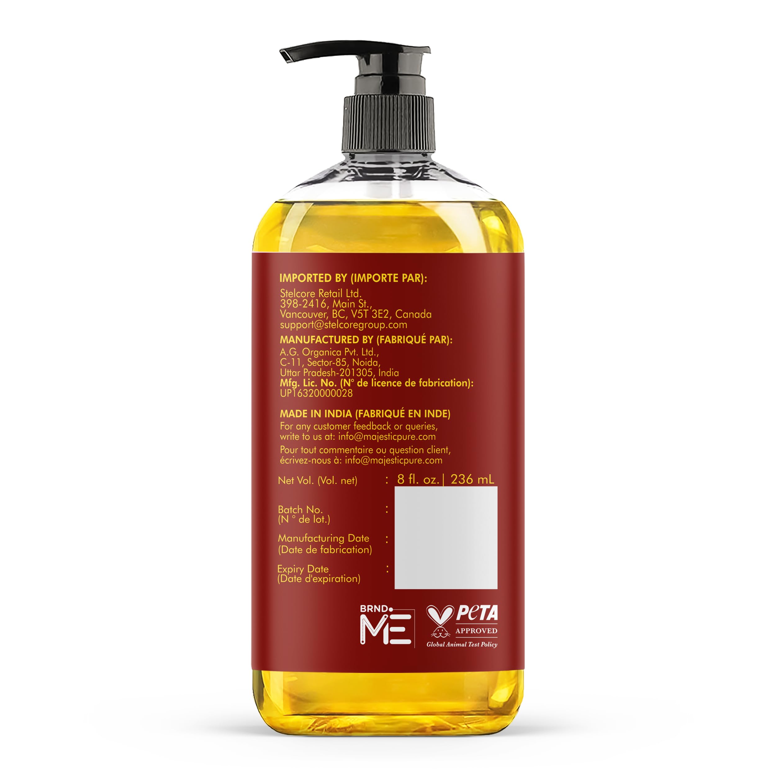 MAJESTIC PURE Cellulite Massage Oil - with Vegan Collagen & Stem Cells, Unique Blend of Massage Essential Oils - Cellulite Oil Improves Skin Tightening and Firming, 8 fl oz 🍁 All In One Marketplace Canada