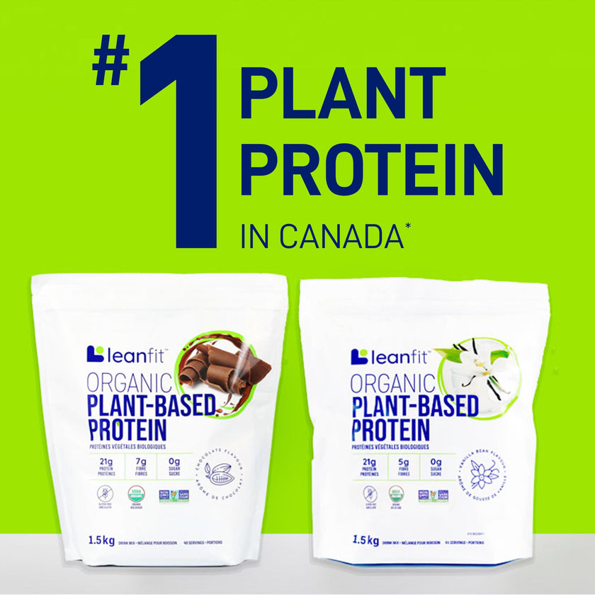 LEANFIT ORGANIC PLANT-BASED PROTEIN, Natural Chocolate - Vegan, Soy Free, Gluten Free, Dairy Free, Sugar Free - 21g Protein, 40 Servings, 1.5kg Bag 🍁 All In One Marketplace Canada