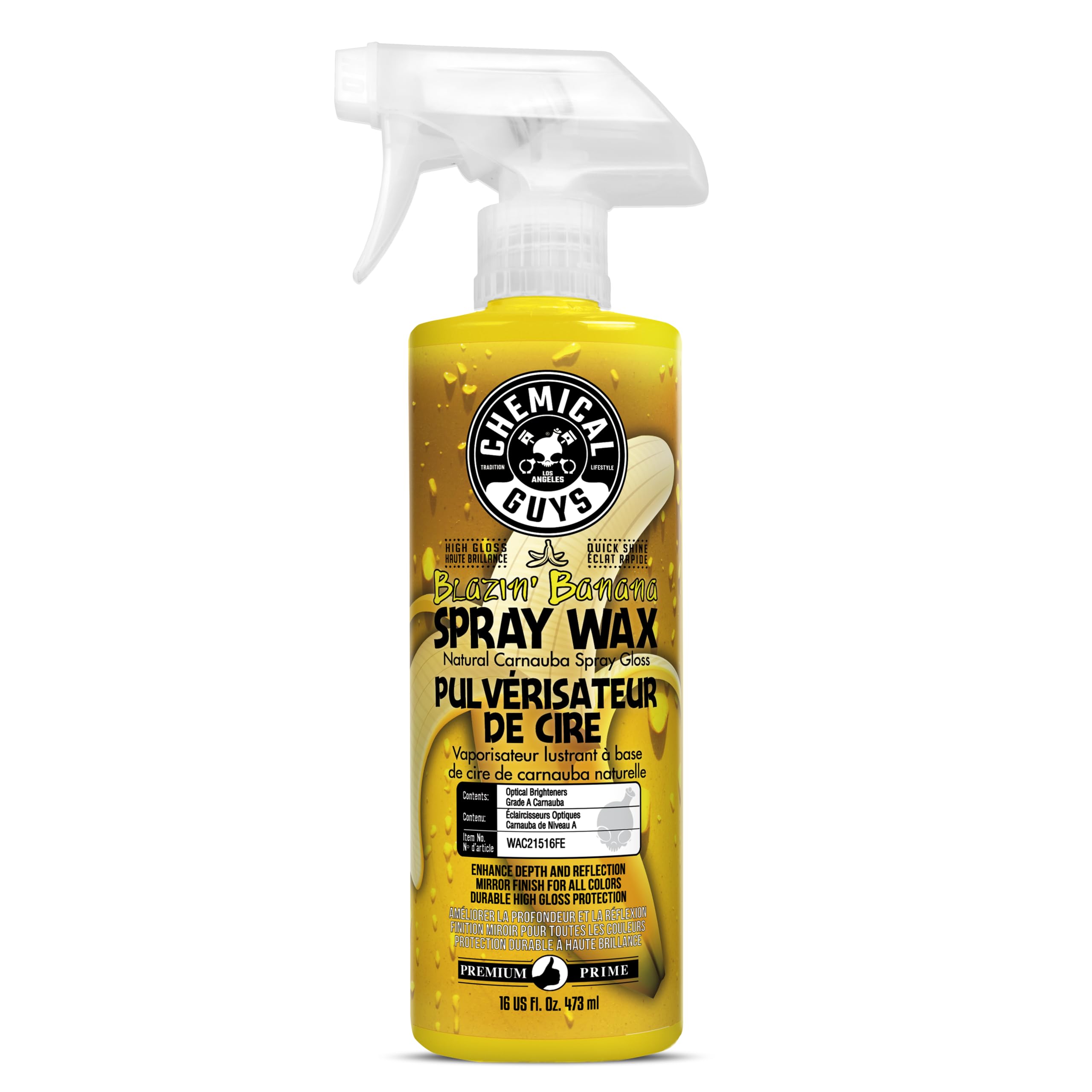 Chemical Guys Blazin' Banana Spray Wax for Car Shine & Protection - Natural Carnauba Formula for Glossy Finish on Paint, Chrome, Metal & Glass - Easy Spray-On, Wipe-Off Application, 473 ml 🍁 All In One Marketplace Canada