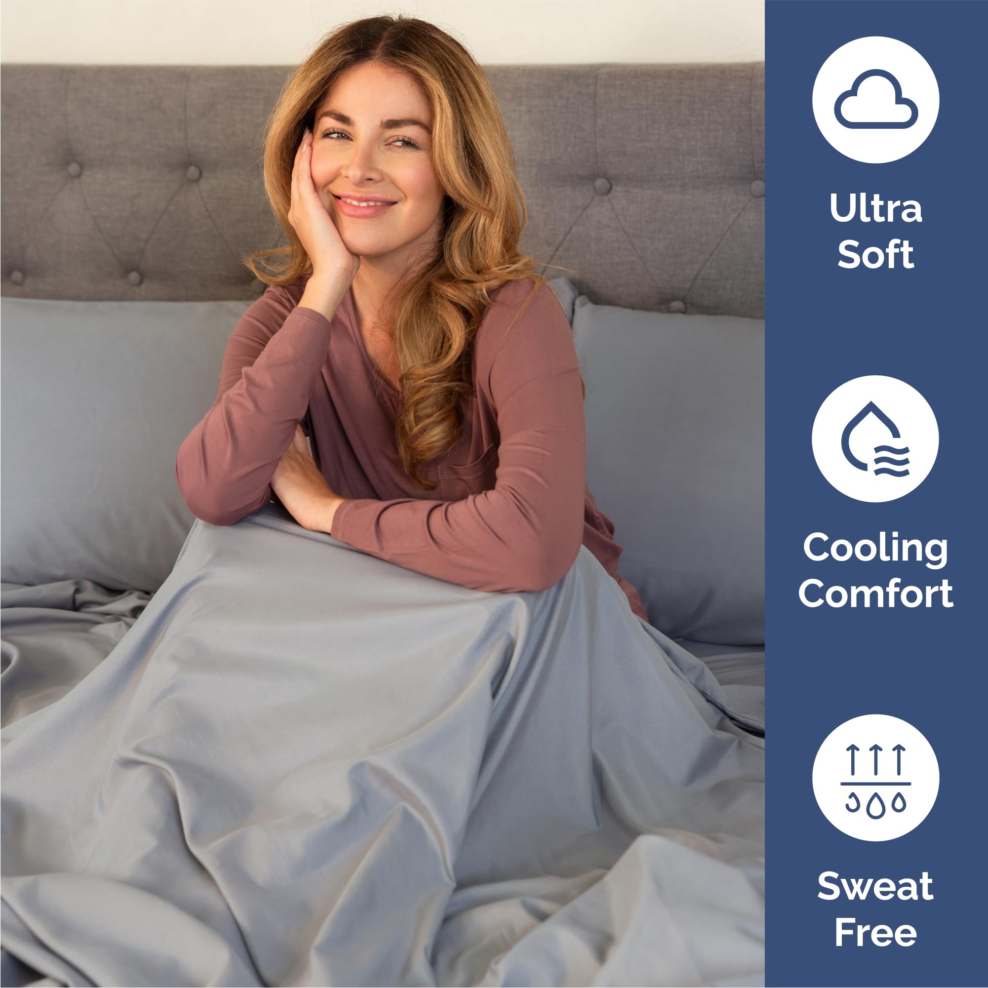 Queen Size 4 Piece Sheet Set - Comfy Breathable & Cooling Sheets - Hotel Luxury Bed Sheets for Women & Men - Deep Pockets, Easy-Fit, Soft & Wrinkle Free Sheets - Steel Blue Oeko-Tex Bed Sheet Set 🍁 All In One Marketplace Canada