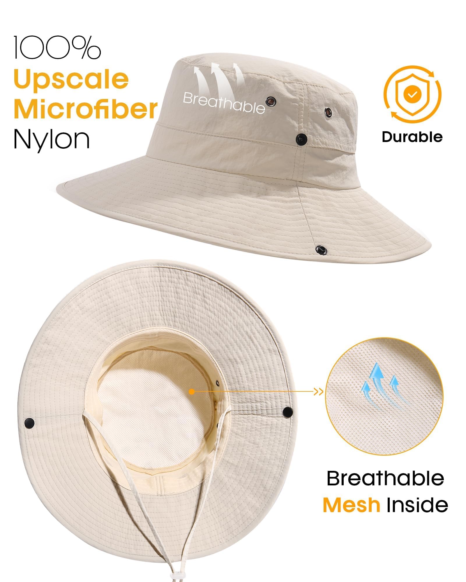 FURTALK Sun Hat for Women Men UV Protection Safari Hat Womens Summer Wide Brim Packable UPF50 Hiking Fishing Cowboy Style hat Beige 🍁 All In One Marketplace Canada