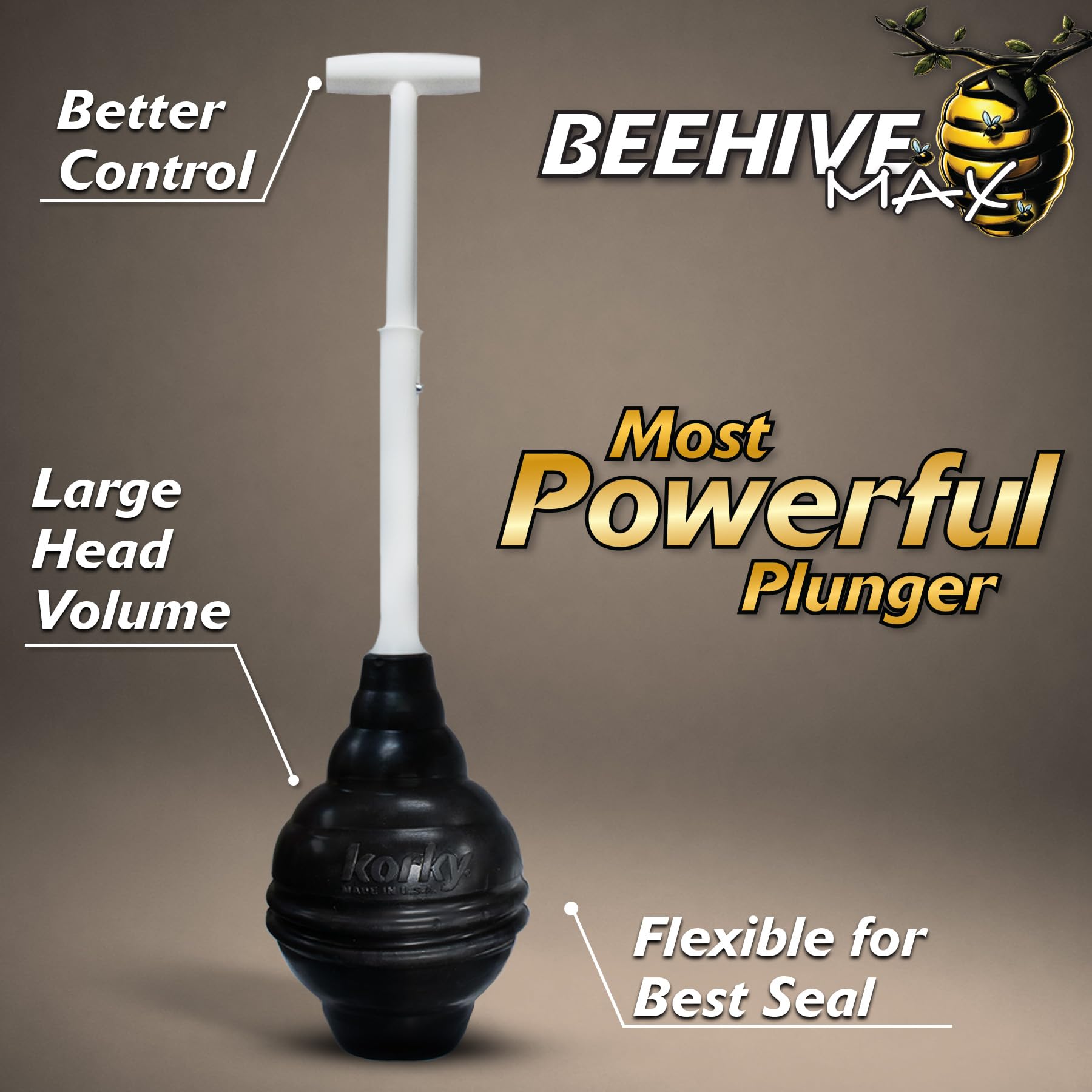 Korky BeehiveMAX Heavy Duty Toilet Plunger - Seals All Bowl Shapes – Powerful Clog Removal 🍁 All In One Marketplace Canada
