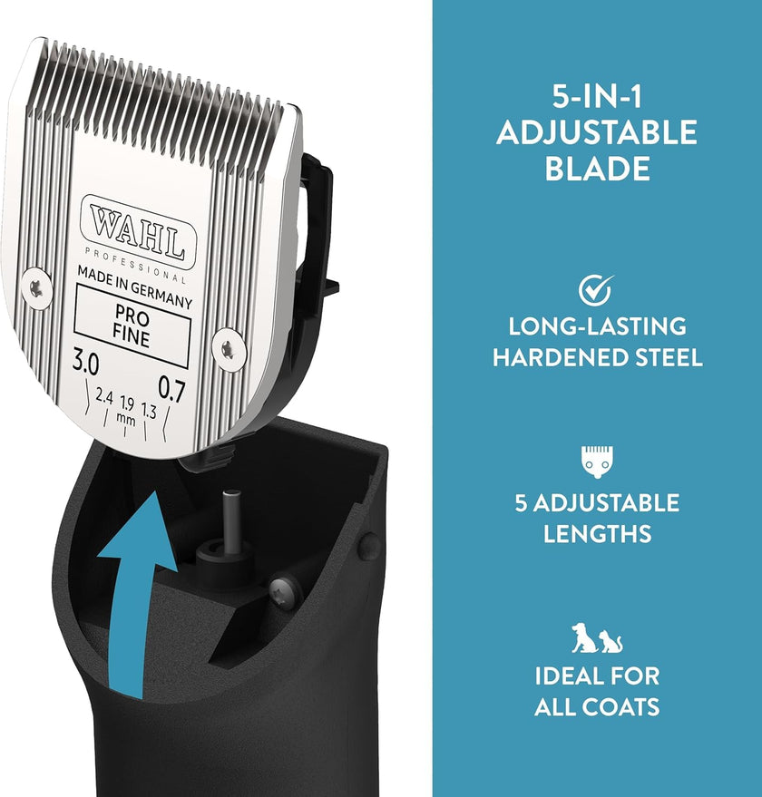 Wahl Professional Animal 5-in-1 Adjustable Pro Fine Adjustable Clipper Blade - for Arco, 5 Style Groom, Bravura, Chromado, Creativa, Figura & Motion Clippers - Replacement Blades - Silver, Made in Germany - Model 58190 🍁 All In One Marketplace Canada
