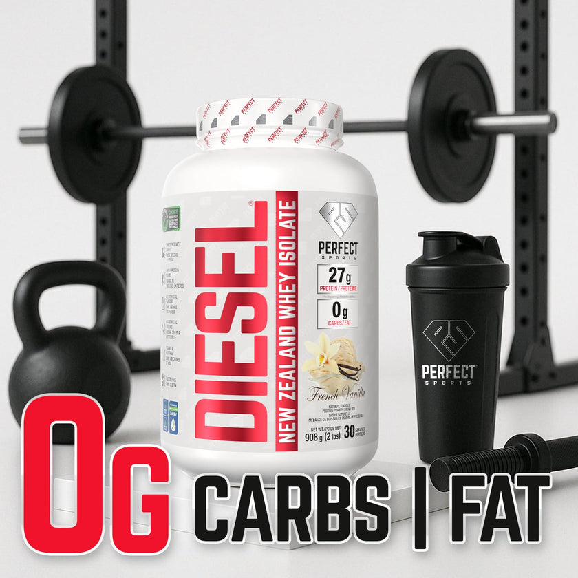 PERFECT SPORTS Diesel New Zealand Whey Isolate Protein Powder | 27g Grass Fed Protein, Zero Carbs & Fat | Keto Friendly, Naturally Flavoured, Gluten Free | 2LB (French Vanilla) 🍁 All In One Marketplace Canada