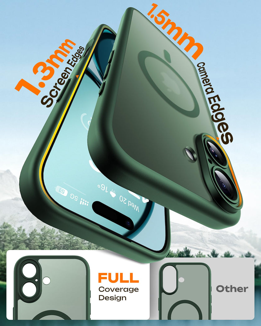 TOCOL for iPhone 17 Case, Full Camera Protection, Built-in Magnetic Ring, Compatible with Magsafe, Drop Protection, Translucent Matte Phone Case for iPhone 17 6.3 inch (Alpine Green) 🍁 All In One Marketplace Canada