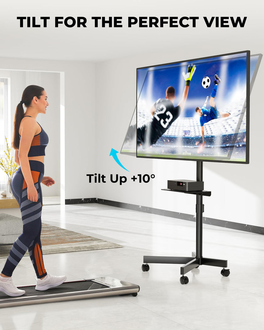 BONTEC Mobile TV Stand with Tilt Function, Rolling TV Cart for 23-60
