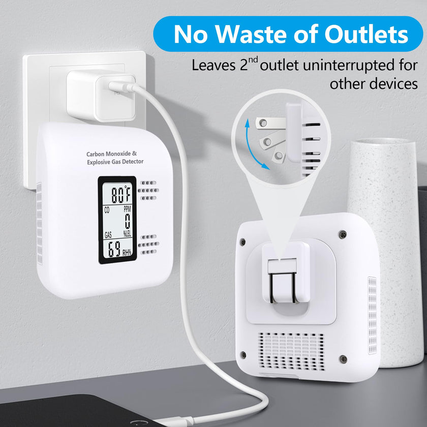4-in-1 Upgraded Natural Gas Leak Detector and Carbon Monoxide Detectors,Carbon Monoxide Detectors Plug in with Temperature & Humidity Monitor CO Methane Propane Alarm for Home RV Hotel (1Pack White) 🍁 All In One Marketplace Canada