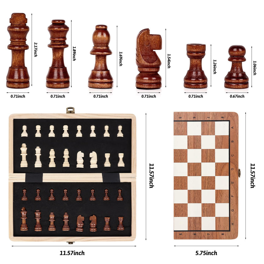 Joneytech Wooden Chess Set,11.5 inch Magnetic Chess Board Folding Design with Storage Travel Chess Game for Kids, Adults and Family Game Night 🍁 All In One Marketplace Canada