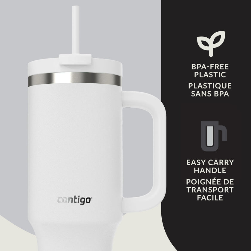 Contigo Streeterville Tumbler, 40 oz (1.18 L), Insulated Stainless Steel Water Bottle with Straw and Leak-Proof Lid, Salt 🍁 All In One Marketplace Canada