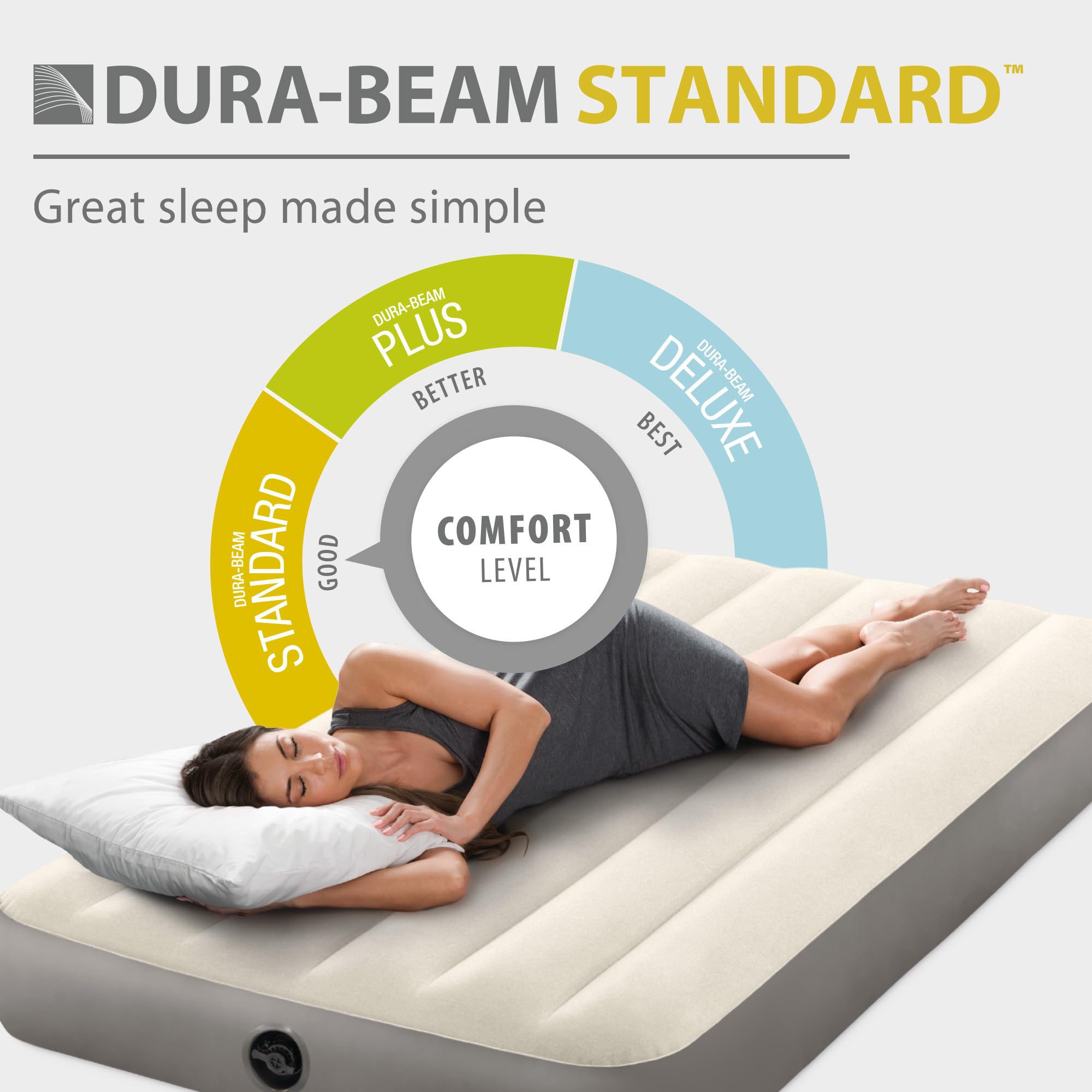 INTEX 64102E Dura-Beam Standard Single-High Air Mattress: Fiber-Tech – Full Size – 10in Bed Height – 600lb Weight Capacity – Pump Sold Separately 🍁 All In One Marketplace Canada