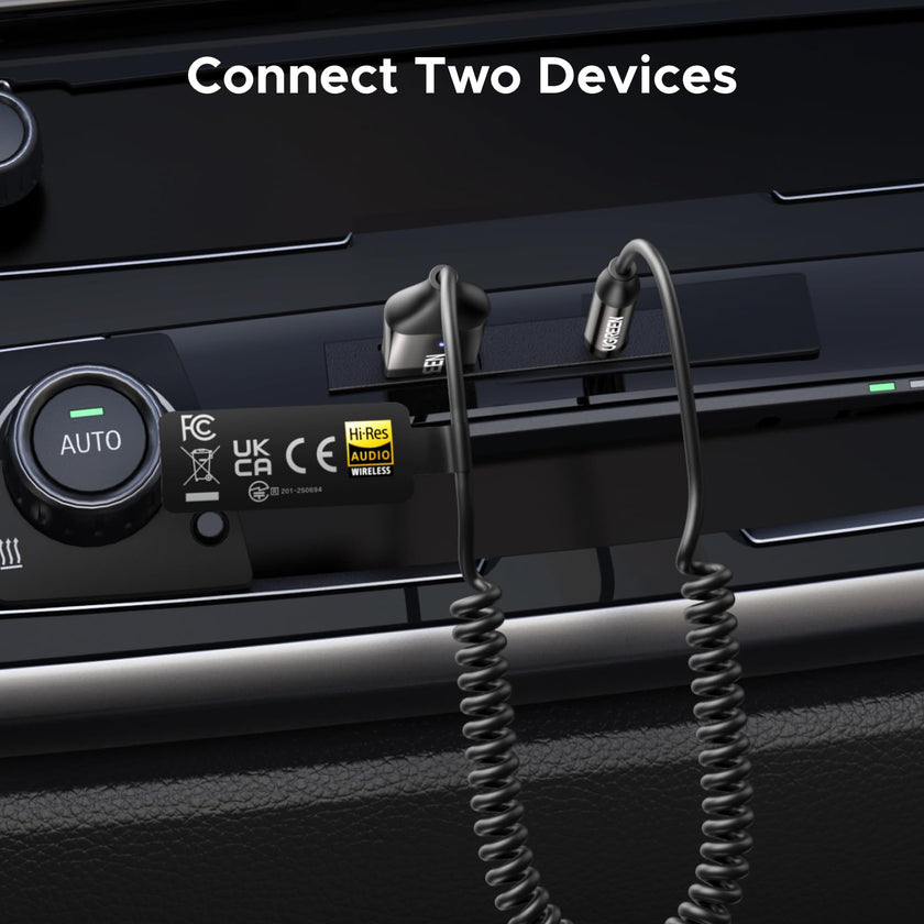 UGREEN Aux to Bluetooth 6.0 Car Adapter with LDAC, 3.5mm Aux Adapter for Auto Built-in Microphone, Car Bluetooth Audio Receiver for Hands-Free Calls Compatible with Car Speaker & Home Audio 🍁 All In One Marketplace Canada