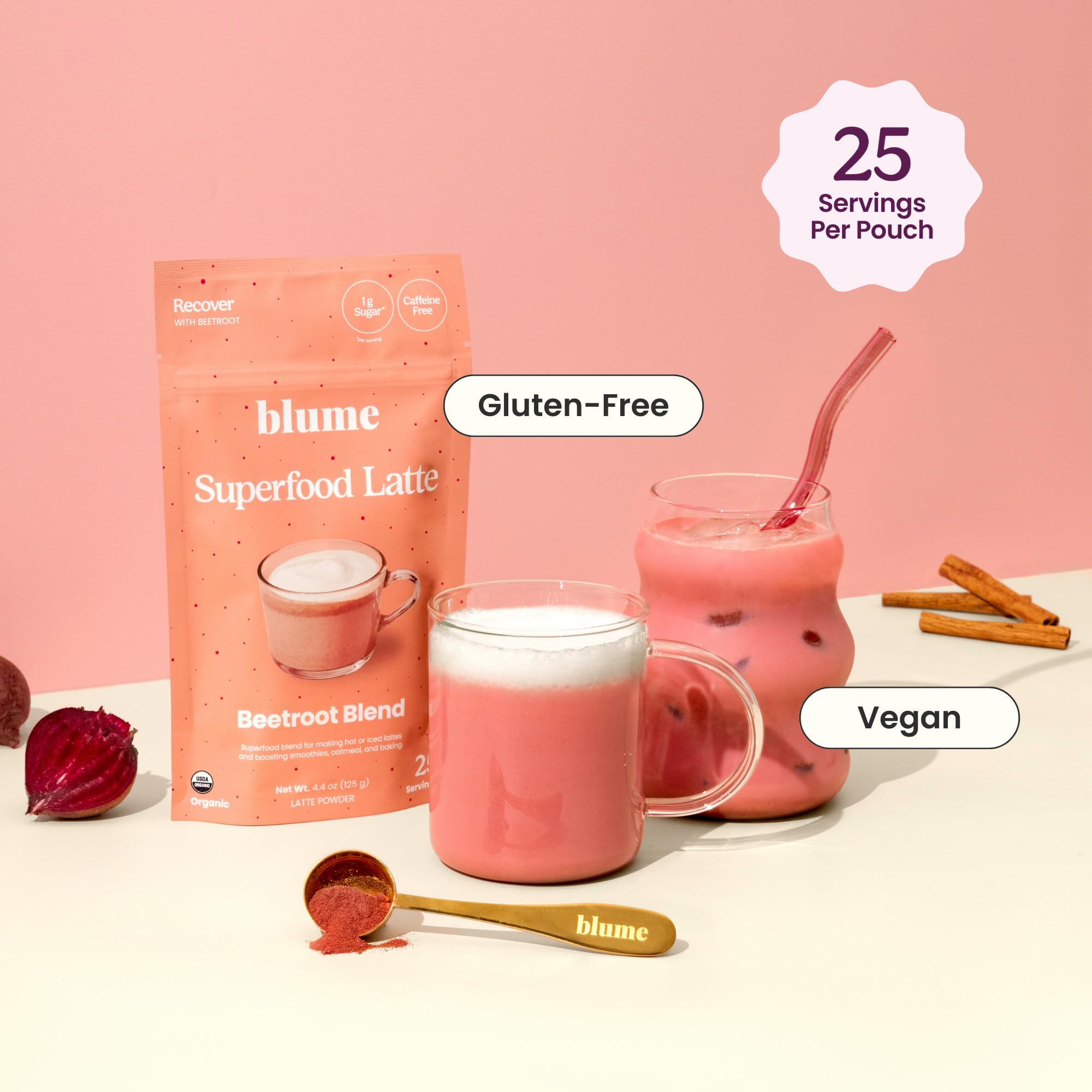 Blume Superfoods Latte - Beetroot Powder, Energy Boosting, Organic Beet Powder, Clove, Cinnamon, Ginger - Vegan, Gluten-Free - 25 Servings -Canadian Brand - As Seen on Dragons' Den 🍁 All In One Marketplace Canada
