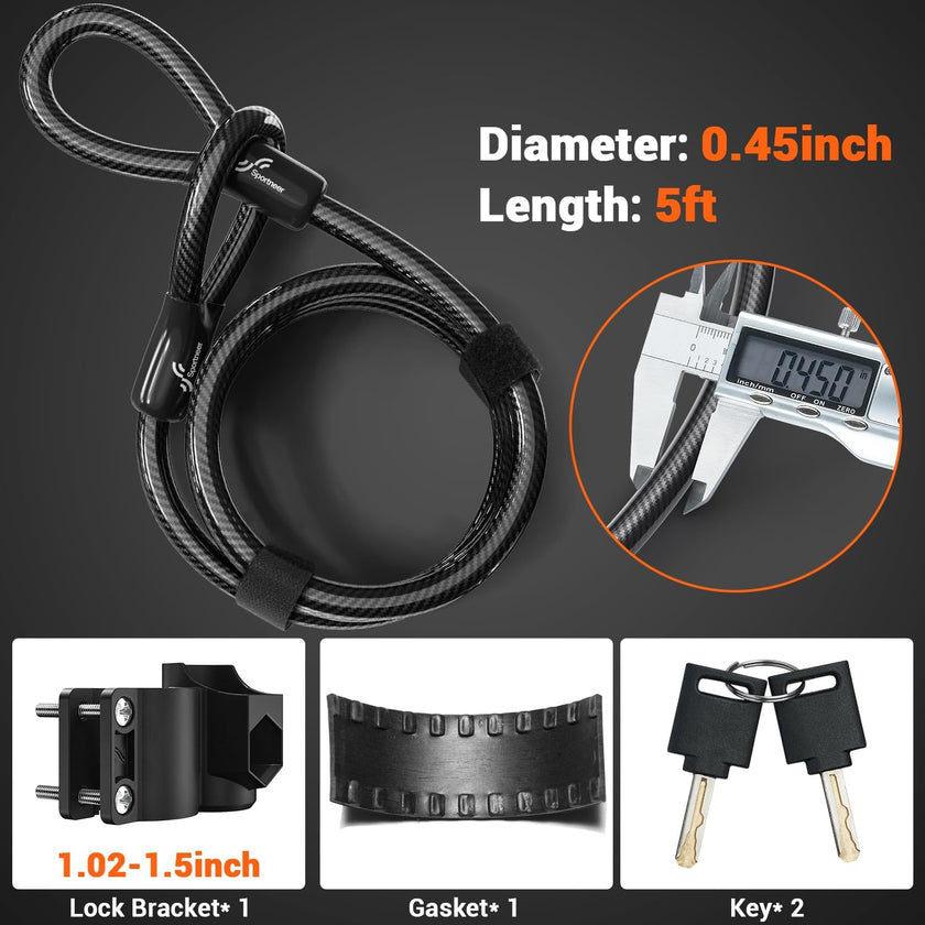Sportneer Bike Lock: 17mm Heavy Duty Anti-Theft Bike U Lock with 12mm x 1.5m Steel Cable, High-Security Bicycle Lock with 2 Keys & Mounting Bracket for Mountain, Road, Folding & Electric Bikes 🍁 All In One Marketplace Canada