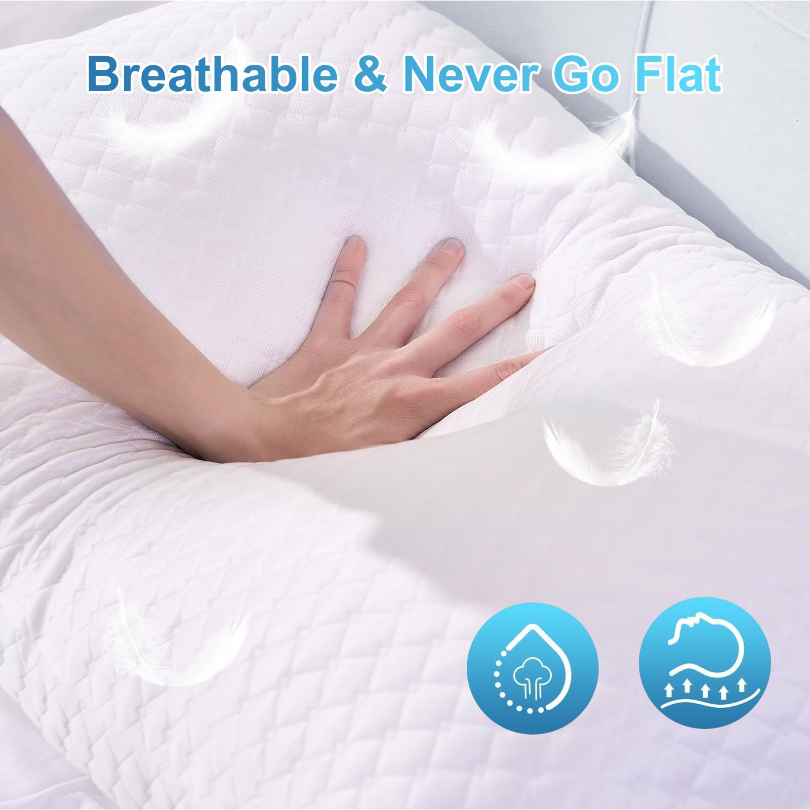 NTCOCO Cooling Bed Pillows Queen Size Pack of 2 for Sleeping Shredded Memory Foam Bed Pillows Adjustable Gel for Side Stomach Back Sleepers Washable Removable Cover Cover 🍁 All In One Marketplace Canada