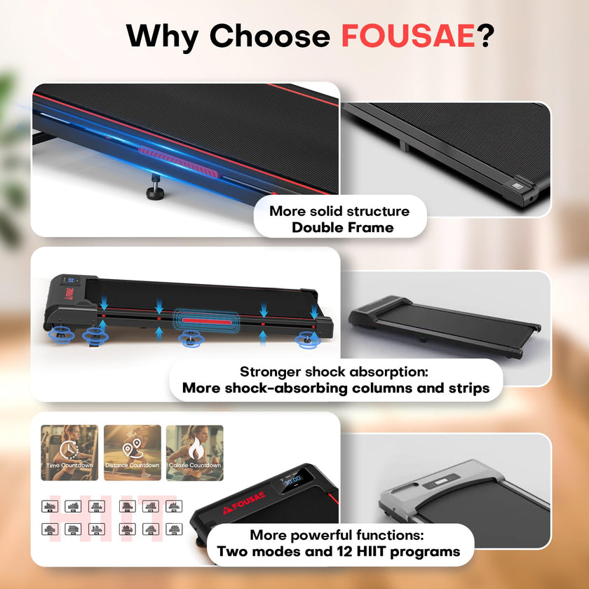 Walking Pad, FOUSAE 3 in 1 Max 6.2 MPH Treadmill for Home with Double Frame 330 LB Weight Capacity, Powerful 2.5 HP Wider Belt Walking Pad with 9% Incline, 12 HIIT Programes, Magnetic Remote Control 🍁 All In One Marketplace Canada