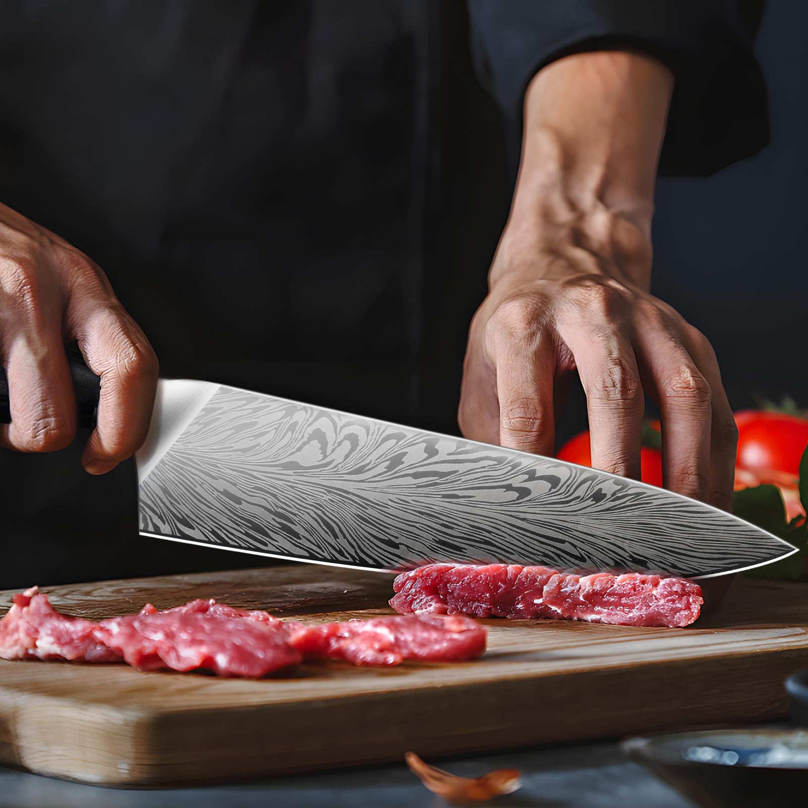 SANMEIHO Chef Knife in Powder Steel, Japanese Kitchen Knife 8 Inch, Ultra Sharp Chef's Knives, High Carbon Japanese Utility Knives for Meat Vegetable with Ergonomic Pakkawood Handle 🍁 All In One Marketplace Canada