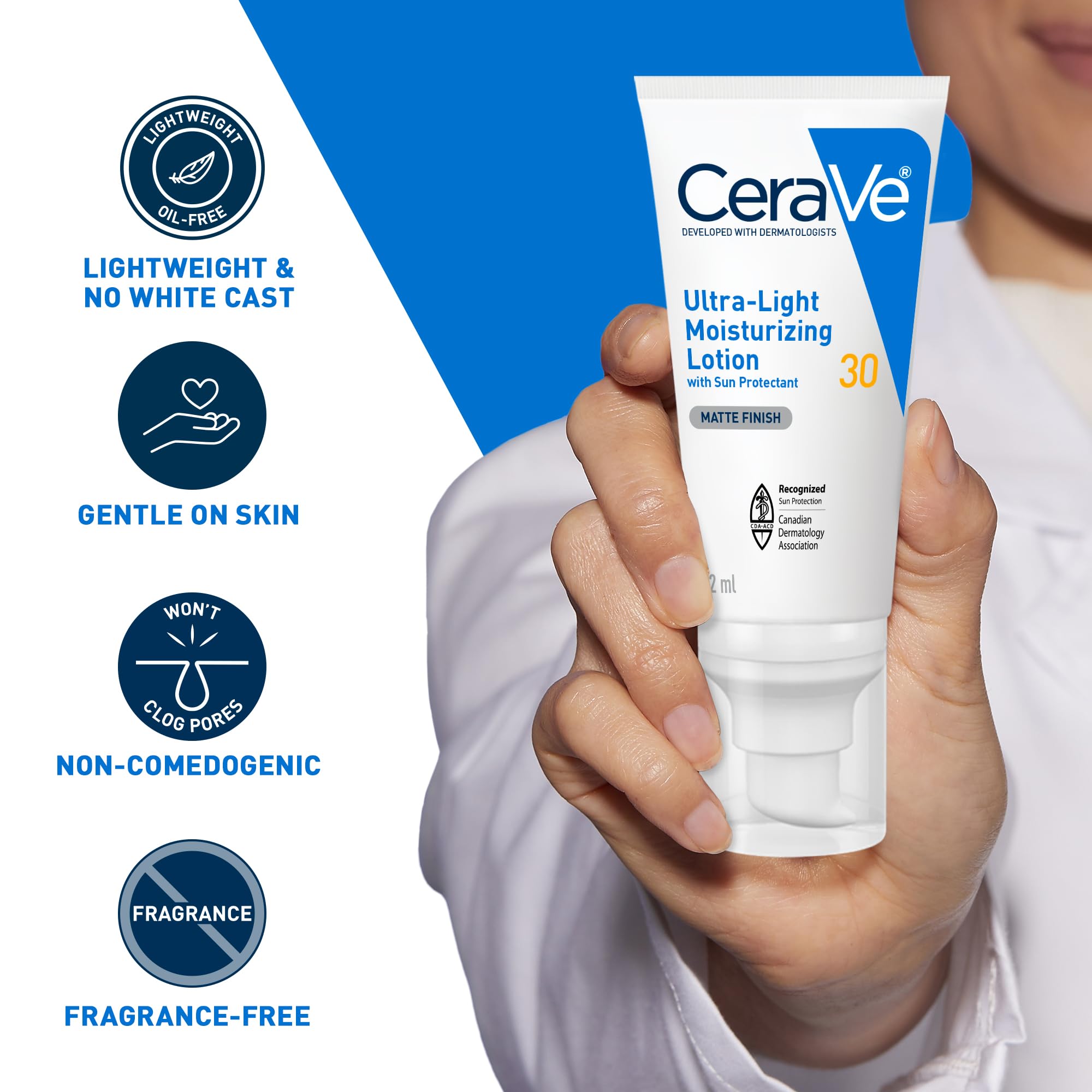 CeraVe Ultra-light Face Moisturizer with SPF 30. Hyaluronic Acid face sunscreen lotion for Men & Women, Normal to Oily & sensitive skin. Fragrance-Free, Oil-Free, Non-Comedogenic, Travel Size 52 ML 🍁 All In One Marketplace Canada